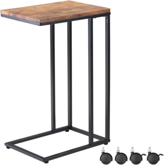 Casaria Beistelltisch mit Rollen, Holz / Metall Schwarz, 40 x 30 x 60-70 cm