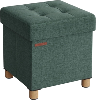 Songmics Sitzhocker mit Stauraum, kleine klappbare Sitzbank, 38x38 cm Fußbank, Aufbewahrungsbox, bis 300 kg belastbar, für Wohnzimmer Schlafzimmer Schlafsaal, Grün
