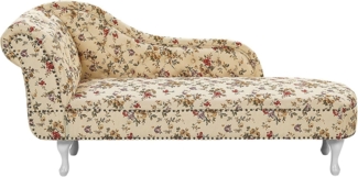Beliani 'Nimes' Chaiselongue, Beige mit Blumenmuster, Stoff, 79 x 65 x 169 cm, Links