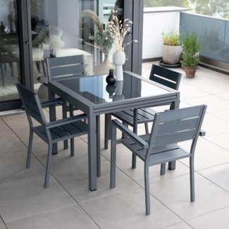 HOME DELUXE Garten-Sitzgruppe ausziehbar VERANO MADERA - 180/90 x 90 cm 4 Stühle