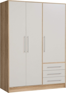 Forte 'Jupiter' Kleiderschrank, Sonoma Eiche hell/weiß, 3-türig, 145x200 cm