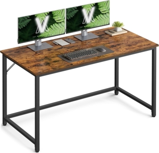 Vasagle Schreibtisch, Computertisch, schmaler Bürotisch, 120 x 60 x 75 cm, Arbeitszimmer, Homeoffice, Büro, einfacher Aufbau, Stahl, Industrie-Design, vintagebraun-schwarz von Songmics LWD039B01