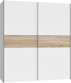 FORTE Longline Kleiderschrank, Holzwerkstoff, Weiß/Grau/Beige, 170,3 x 190,5 x 61,2 cm