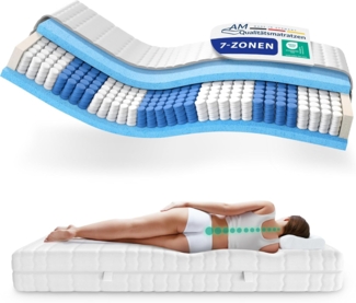 AM Qualitätsmatratzen | Premium 7-Zonen Taschenfederkernmatratze H3 - 135x180 cm