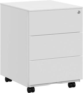Songmics Rollcontainer, mobiler Aktenschrank, abschließbar, mit 3 Schubladen, vormontiert, Stahl weiß, 39 x 45 x 55 cm