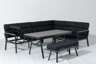 Gardissimo 'Nabari' Dining-Ecklounge mit Ecksofa, Bank & Tisch, Aluminium, Grau, Rechts