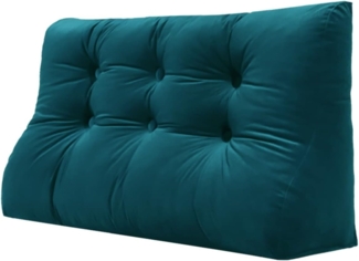 VERCART Keil-Lesekissen, dreieckig, Bettsttze, Rckenlehne, Kopfteil, Rckensttze, dekoratives Kissen, trkiser Samt, 100 x 25 x 55 cm