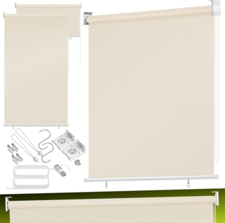 KESSER® Senkrechtmarkise Vertikalmarkise Balkonmarkise Sichtschutz Sonnenschutz Seitenrollo Beschattung , Balkonrollo Stabil und wetterbeständig, für Balkon, Terrasse, Garten Beige, 100x240cm