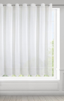 Eurofirany Lucy Voile Gardine Vorhang mit Ösen - 1 STK. Transparent Gardine Leinenoptik Durchsichtig Einfarbige für Schlafzimmer Wohnzimmer Kinderzimmer, 400x150 cm, Weiß