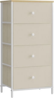 Songmics 'STL314W01' Kommode mit 4 Stoff-Schubladen, Holz / Stahl kamelgelb-cremeweiß, 91,7 x 30 x 45 cm