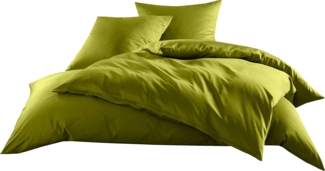 Bettwaesche-mit-Stil Mako-Satin / Baumwollsatin Bettwäsche uni / einfarbig grün Kissenbezug 40x80 cm
