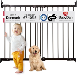 Baby Dan Flexi Fit Metall super flexibles Schutzgitter für Türen und Treppen 67 - 105,5 cm - hergestellt in Dänemark und vom TÜV GS geprüft, Farbe: Schwarz