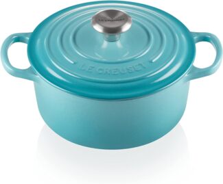 Le Creuset Signature Gusseisen-Bräter mit Deckel, Für alle Herdarten und Induktion geeignet, Rund, Karibik, 22,0 cm, 3.3