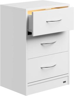 Casaria Nachttisch mit LED- Beleuchtung 3 Schubladen 54 x 39 x 28 cm Kabelführung Boxspringbett Schlafzimmer Nachtschrank Nachtkonsole Nachtkommode Weiß