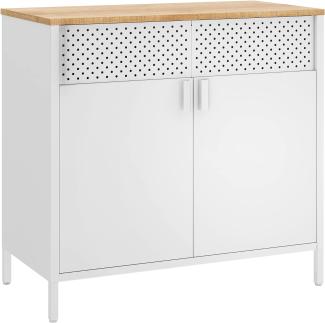 Songmics Sideboard, mit verstellbarem Einlegeboden, Stahlgestell vintagebraun-weiß, 76 x 40 x 80 cm