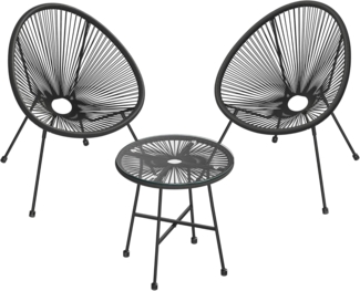 Songmics 'GGF013B02' Balkonmöbel 3er Set, Innen- und Außenbereich, Stahl / Polyethylen schwarz