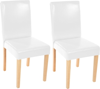 2er-Set Esszimmerstuhl Stuhl Küchenstuhl Littau ~ Kunstleder, weiß, helle Beine