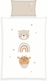 Herding Baby LITTLE FRIENDS - Renforcé-Bettwäsche mit Wendemotiv, 100% Baumwolle, 100 x 135 cm