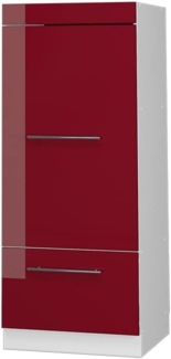Vicco Küchenschrank Küchenmöbel Küchenzeile Fame-Line modern Küche Einbauküche Blende Unterschrank Hochschrank Hängeschrank (Weiß-Bordeaux-Rot Hochglanz voll, Mikrowellenumbauschrank 60 cm)
