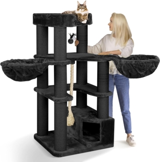 Happypet Kratzbaum OSCAR, 161 cm hoch, 12 cm Dicke Stämme für schwere Katzen, 600g Plüsch