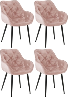 CLP 4er Set Stuhl Tanna Samt Gesteppt,pink