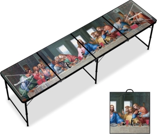 RedCupShop® 'Abendmahl' Bierpong Tisch, ohne Zubehör, klappbar, tragbar, wasserabweisend & kratzfest, Aluminium / MDF, 240 x 60 x 70 cm