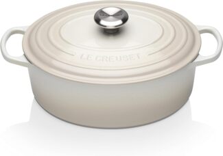 Le Creuset Bräter 'Signature' , Gusseisen , Oval, für alle Herdarten und Induktion geeignet, Meringue, 29,0 cm