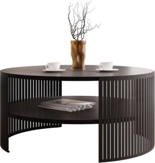 Couchtisch Fahugin, Beine und Seiten aus Stahl (Farbe: Schwarz / Schwarz Molet)