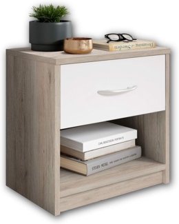 Polpower 'Pepe' Nachttisch, San Remo Optik/weiß, mit 1 Schublade, 39 x 41 x 28 cm