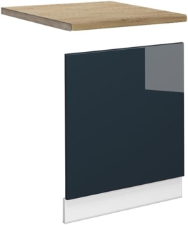 Vicco Küchenschränke Fame-Line, Dunkelblau Hochglanz, 60 cm, AP Eiche