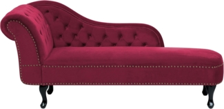 Beliani 'Nimes' Chaiselongue, Burgunderrot, Samt, 79 x 65 x 169 cm, Links