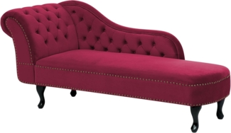 Beliani 'Nimes' Chaiselongue, Burgunderrot, Samt, 79 x 65 x 169 cm, Links