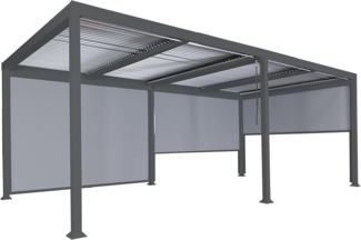 Mendler 'HWC-L41' Pergola mit 3 Seitenwände, Metall anthrazit, 3x6 m