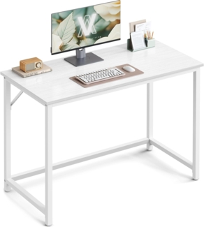 Vasagle Schreibtisch, Computertisch, Bürotisch, für Arbeitszimmer, Schlafzimmer, Industrie-Design, Metallgestell, weiß, 50 x 100 x 75 cm