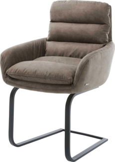 Freischwinger Abelia-Flex mit Armlehnen Mikrofaser Taupe Vintage Freischwinger flach Schwarz