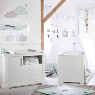 Kindermöbelset \"Maxi\" – inkl. Kombi-Bett, 70x140 cm & breiter Wickelkommode, weiß