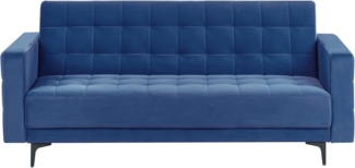 3-Sitzer Schlafsofa Samtstoff blau schwarz ABERDEEN