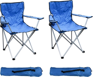 2-er Set Anglersessel mit Getränkehalter und Tasche Blau belastbar bis 120kg