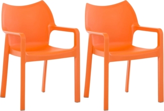 CLP 2er Set Stapelstuhl DIVA Kunststoff-Gartenstuhl mit Armlehnen,orange