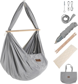 Federwiege mit Deckenbefestigung Bio Grey Kunstfaser