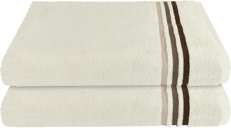 Schiesser Duschtuch Skyline Color, 2er Set, mit Webbordüre, 100% Baumwolle Creme