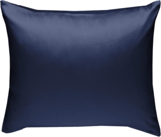 Bettwaesche-mit-Stil Mako-Satin / Baumwollsatin Bettwäsche uni / einfarbig dunkelblau Kissenbezug 40x40 cm