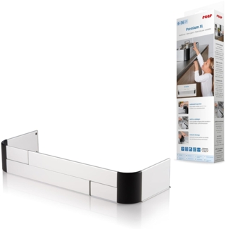 Reer Herdschutzgitter Premium XL zum Kleben, größenverstellbar 57-90 cm, für Induktion und Gasherd geeignet, silber
