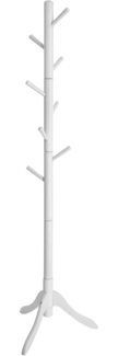 Vasagle Garderobenständer, Kleiderständer aus Massivholz, freistehende Garderobe in Baumform, mit 8 Haken, für Jacken, Hüte, Taschen, Eingangsbereich, Flur, Kautschukholz, weiß RCR60WT