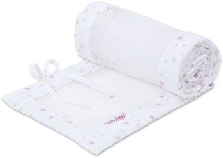 babybay Nestchen Mesh-Piqué/Bettumrandung für Beistellbett/Stoßschutz für Baby Bett, passend für Modell Boxspring XXL, weiß Sternemix sand/beere