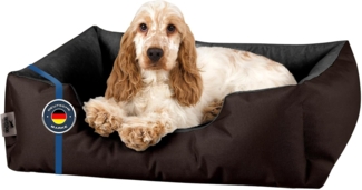 BedDog 'LUPI' Hundebett, waschbar, mit Rand, Cordura / Microfaser-Velours, MOCCA (braun/schwarz), L 55 x B 40 x H 17 cm