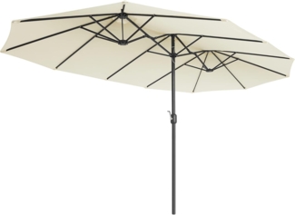 Songmics Doppelsonnenschirm, UV-Schutz bis UPF 50+, mit Kurbel, ohne Ständer, Beige, 245 x 270 x 460 cm
