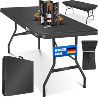 KESSER® Buffettisch Tisch klappbar Kunststoff 183x76 cm Campingtisch Partytisch Klapptisch Gartentisch für Garten, Terrasse und Balkon zusammenklappbar 6 Personen inkl. Tragegriff, Anthrazit