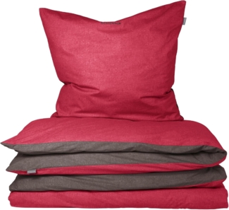 Schiesser 'Doubleface' Wendebettwäsche, Baumwolle, 2-teilig, Rot / Anthrazit, 155x220 cm, Renforcé