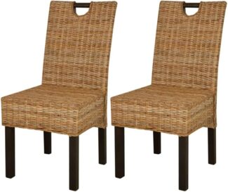 vidaXL Esszimmerstühle 2 Stk. Kubu-Rattan Mangoholz [243638]